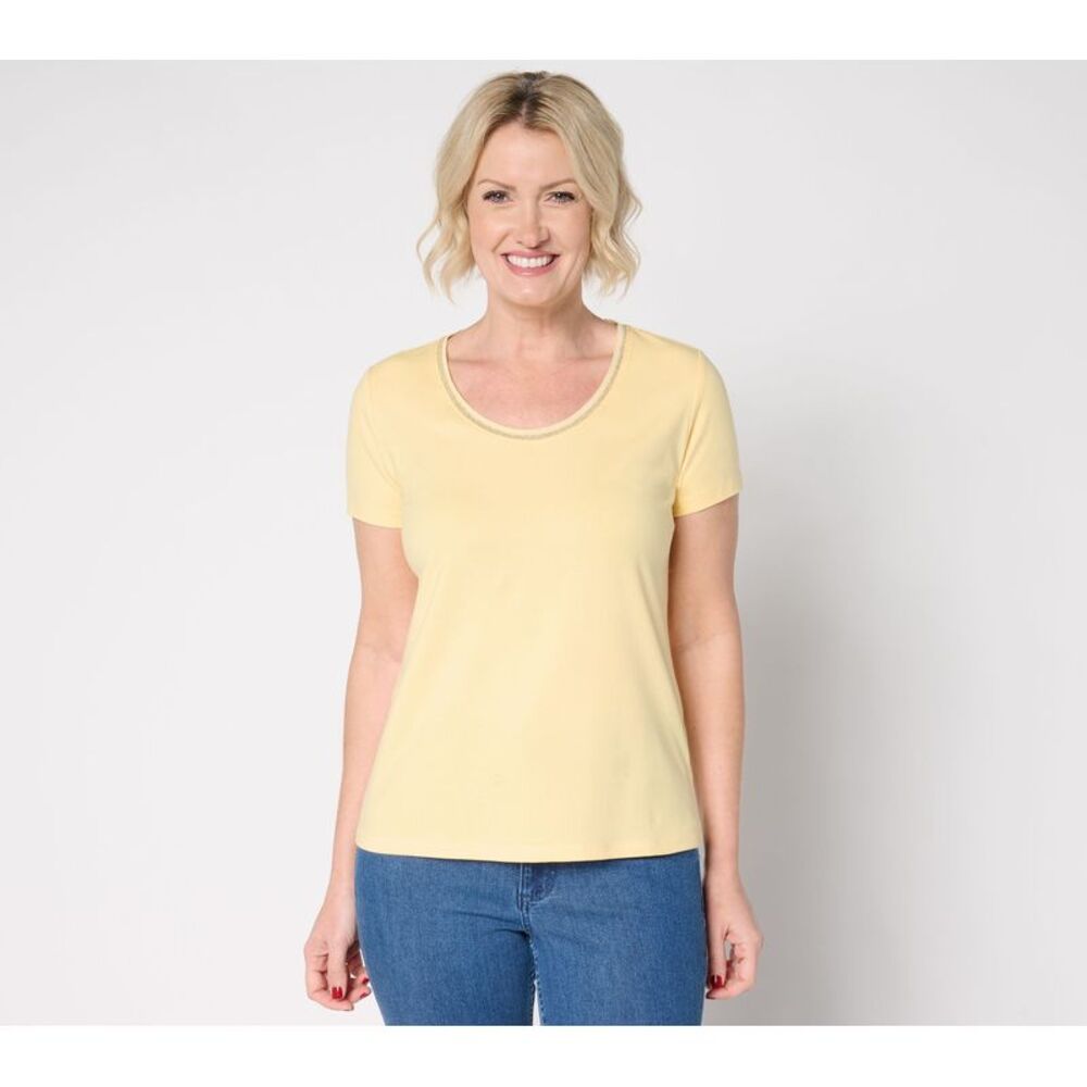 BEAUTIFUL by Lawrence Zarian Women's Top Plus Sz 1X Scoop Neck Yellow A682063